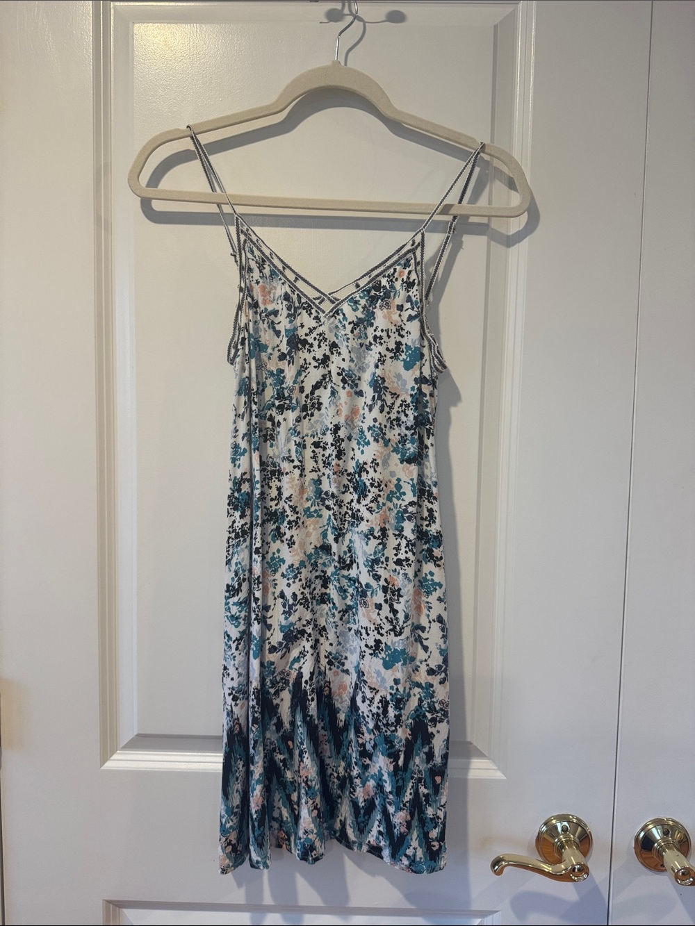 Floral Slip Dress in Teal and White